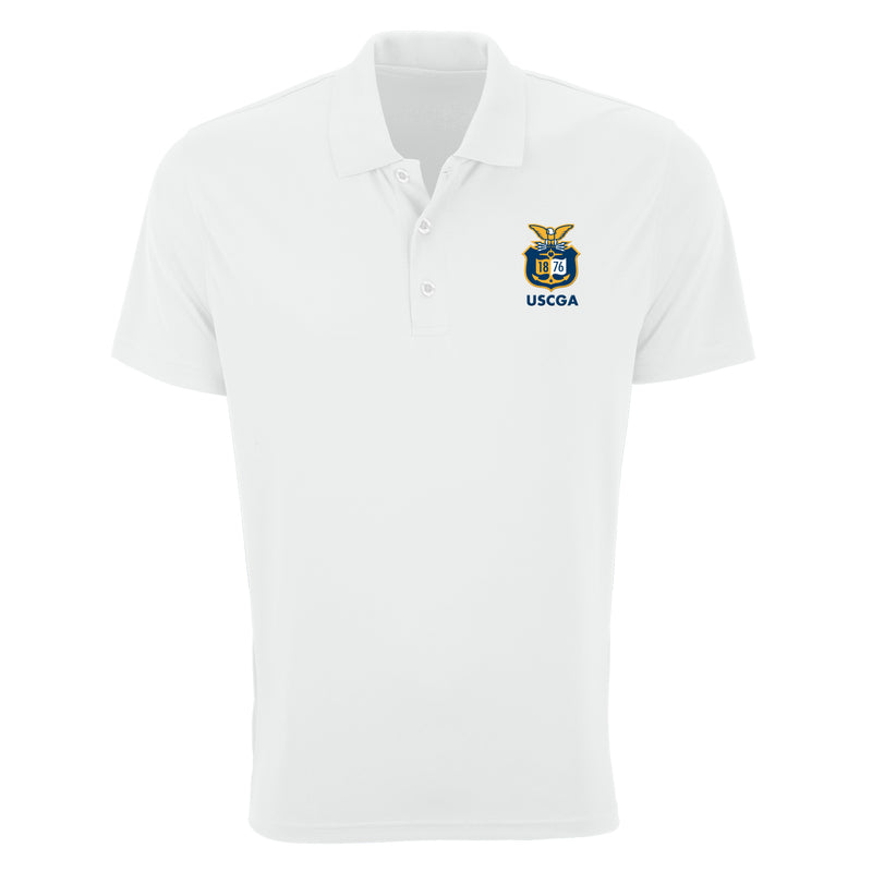 Coast Guard Academy Mens Seal Omega Solid Mesh Short Sleeve Polo Shirt