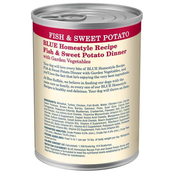 Blue Buffalo Homestyle Recipe Fish & Sweet Potato Dinner With Garden Vegetables Wet Dog Food - 12.5oz.