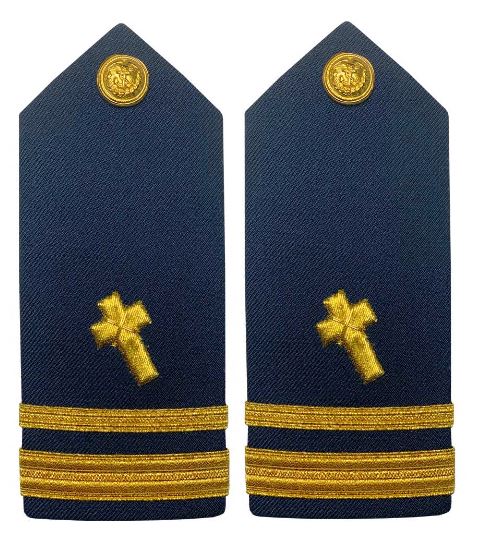 Vanguard Coast Guard Male Hard Shoulder Board: Lieutenant Junior Christian Chaplain