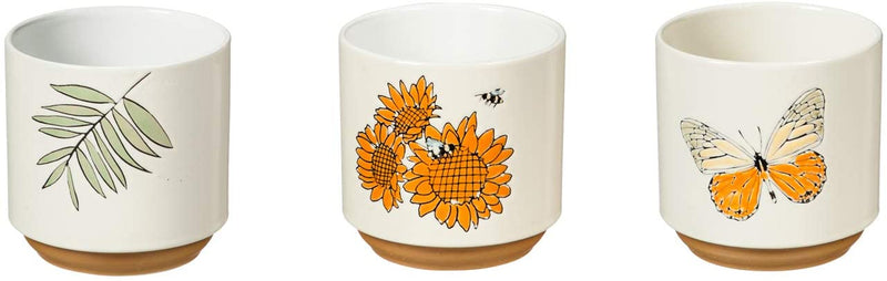 Evergreen 4" Harvest Ceramic Cachepot - Set of 3