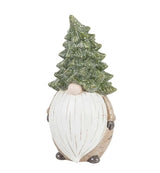 Evergreen Ceramic Gnome Garden Statuary with Shimmering Oversized Christmas Tree Hat