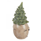 Evergreen Ceramic Gnome Garden Statuary with Shimmering Oversized Christmas Tree Hat