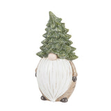 Evergreen Ceramic Evergreen Gnome Garden Statuary with Santa Beard and Shimmering Christmas Tree Hat