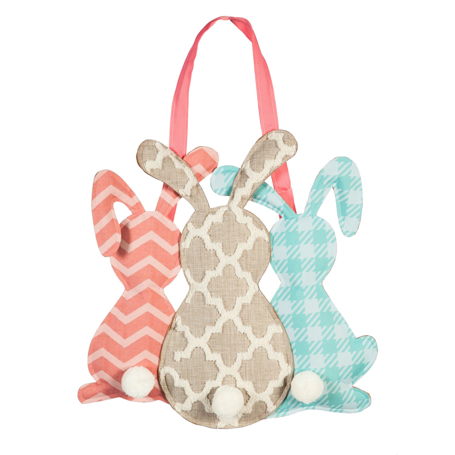 Evergreen Pattern Bunny Trio Door Décor