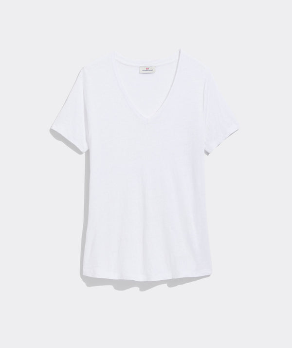 Vineyard Vines Womens Linen V-Neck Short Sleeve T-Shirt