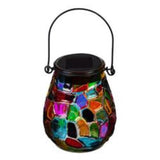 Evergreen Rainbow Mosaic Solar Glass Lantern