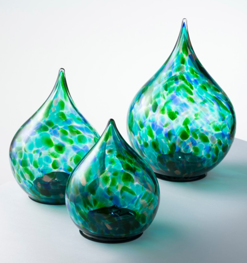 Plow & Hearth Multi-Colored Glass Solar Lighted Tear Drops - Set of 3