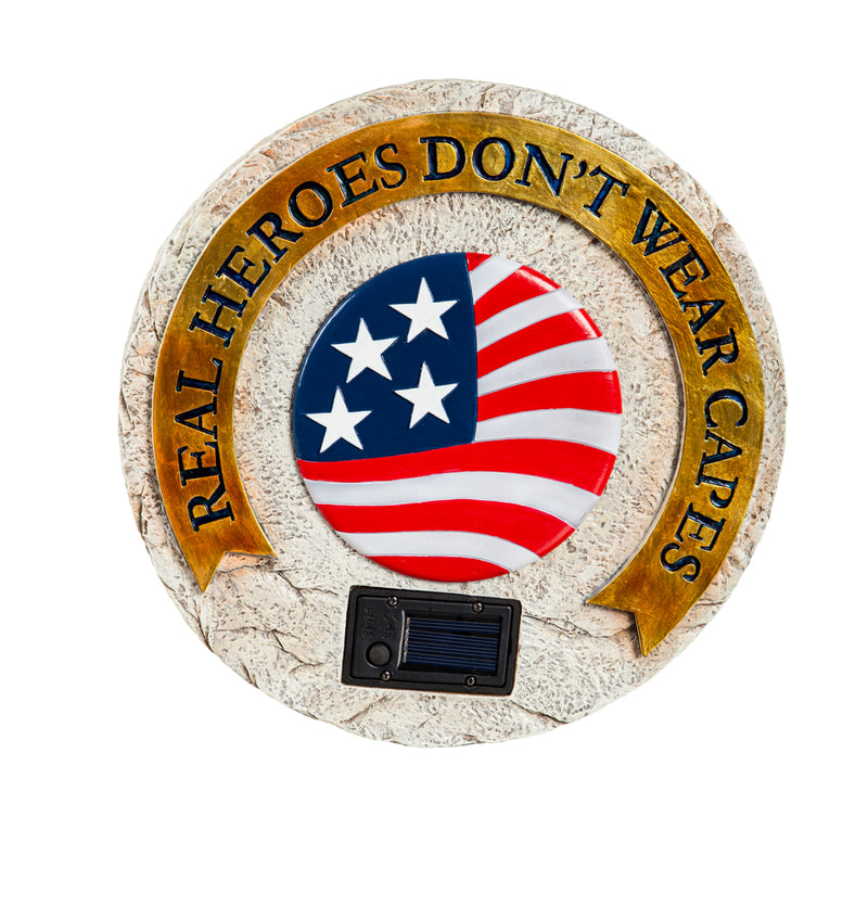 Evergreen "Real Heroes Don't Wear Capes" Solar Garden Stone