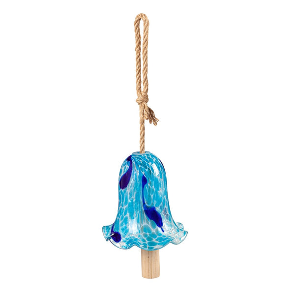 Evergreen Glass Speckle Blue Floral Shaped Bell Chime