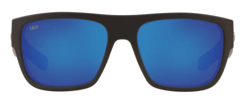 Costa Del Mar Sampan Matte Black Frame - Blue Mirror 580 Plastic Lens - Polarized Sunglasses