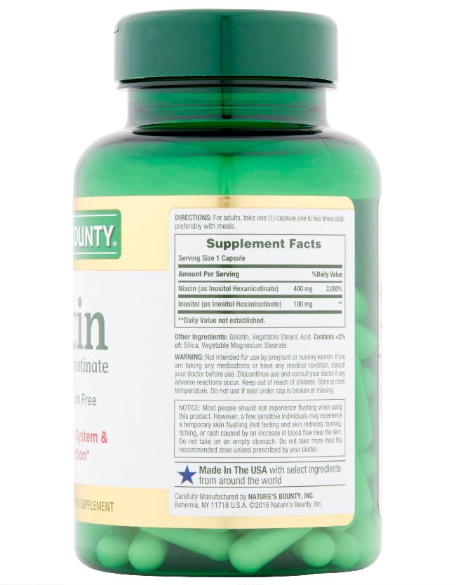 Nature's Bounty Vitamin Niacin Supplement Capsules - 500mg - 120 Count