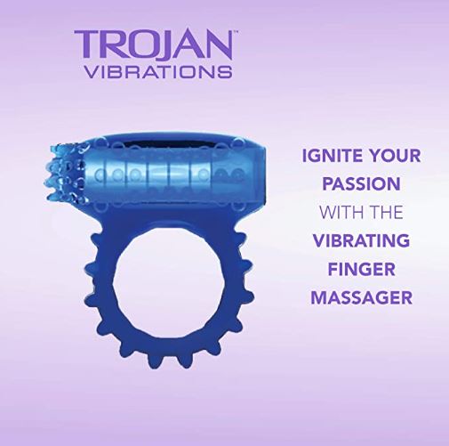 Trojan Vibrations 2-in-1 Vibrating Ring Plus Finger Massager