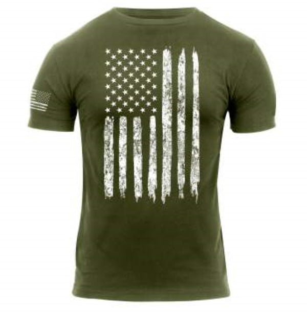 Rothco Mens Distressed US Flag Athletic Fit Short Sleeve T-Shirt - Size S - XL