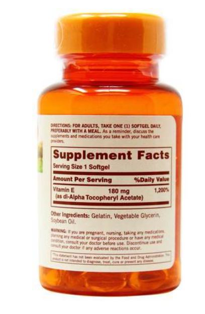 Sundown Naturals Vitamin E Vitamin Supplement Softgels - 180mg - 100 Count