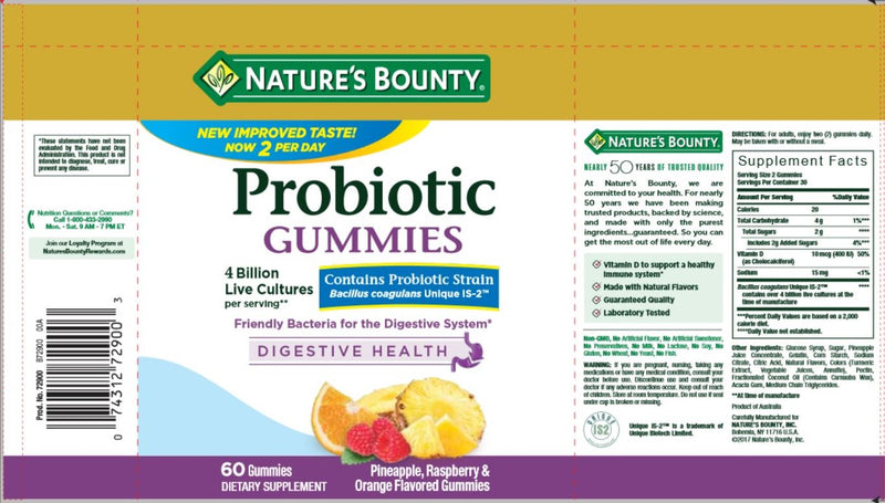 Nature's Bounty Digestive Probiotic Gummie Supplement - 60 Count