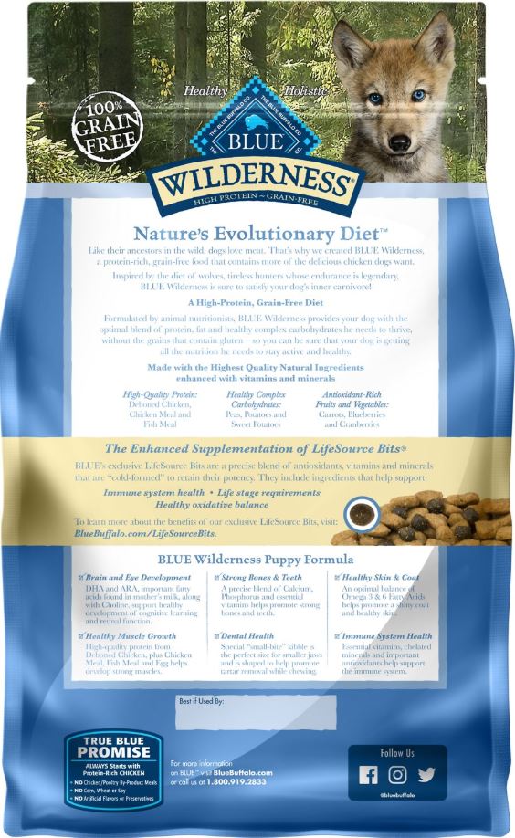 Blue Buffalo Wilderness Chicken Puppy Recipe Grain Free Dry Dog Food - 4.5 lbs.