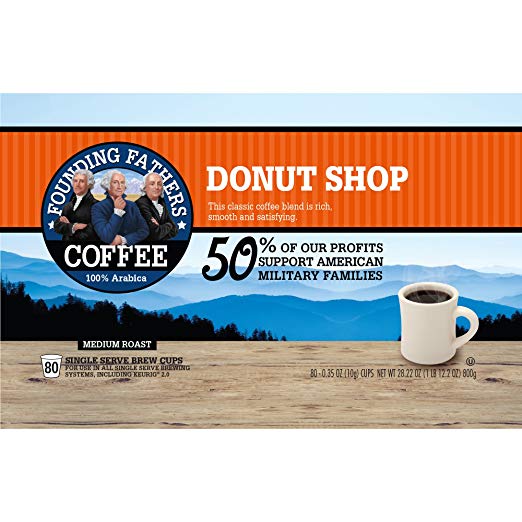 Founding Fathers Coffee Donut Shop Medium Roast - 80 Count