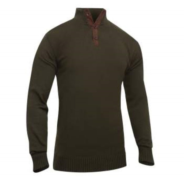 Rothco Mens 3-Button With Suede Accents Sweater