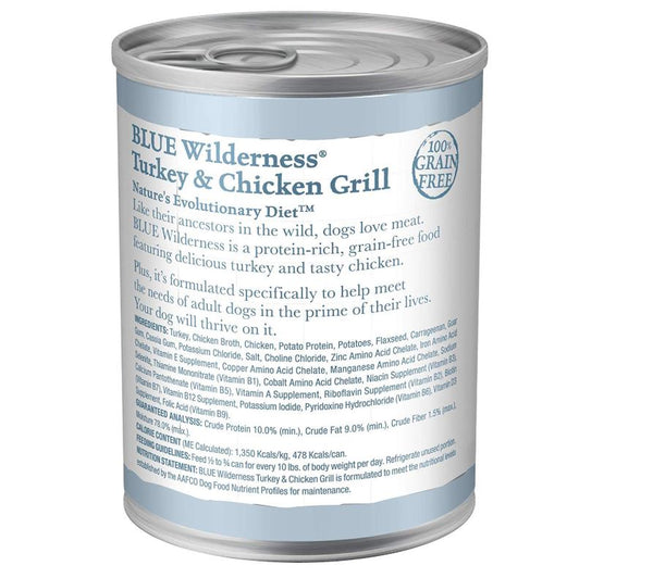 Blue Buffalo Blue Wilderness Turkey and Chicken Grill Canned Wet Dog Food - 12.5 oz.