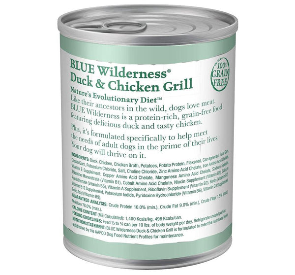 Blue Buffalo Wilderness Duck and Chicken Grill Grain Free Canned Wet Dog Food - 12.5 oz.