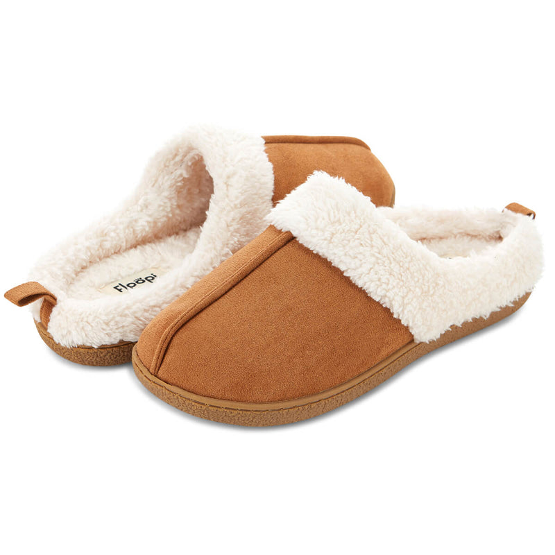 Floopi Womens Olivia Faux Suede Clog Slippers