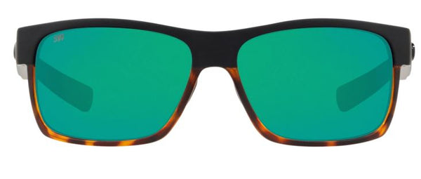 Costa Del Mar Half Moon Black/Shiny Tort Frame - Green Mirror 580 Glass Lens - Polarized Sunglasses