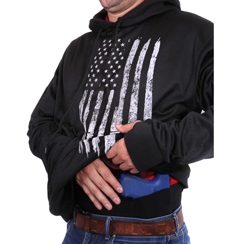 Rothco Mens Distressed US Flag Concealed Carry Hoodie - Size 3XL