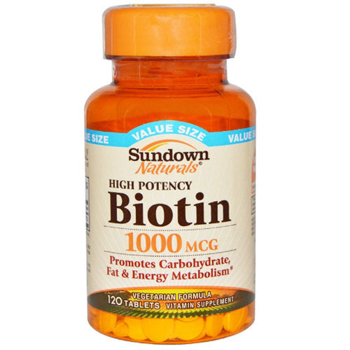Sundown Naturals Biotin Vitamin Supplement 1000 MCG Tablets - 120 Count