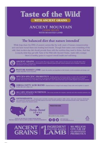 Taste of the Wild Ancient Mountain Canine Recipe with Roasted Lamb Dry Dog Food - 14 lbs.