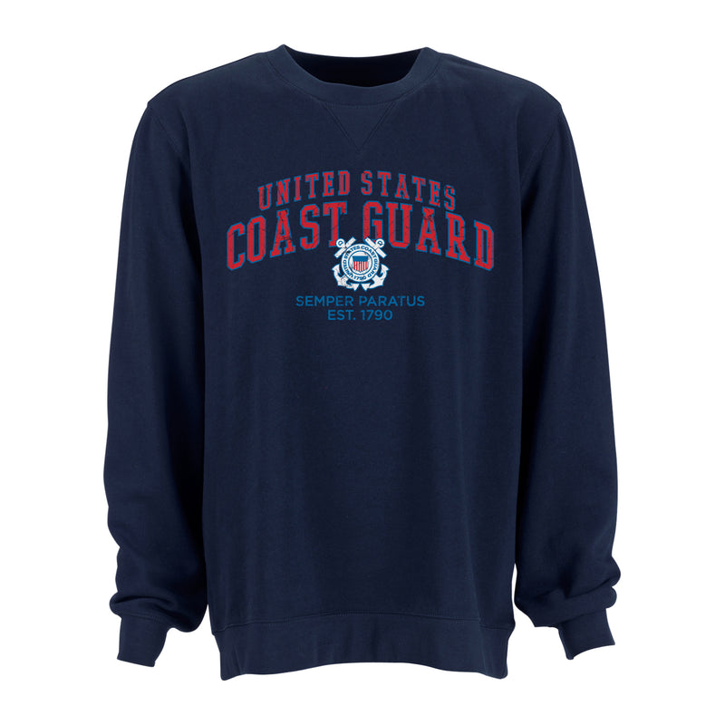 Coast Guard Mens Premium Cotton Fleece Crewneck Sweatshirt
