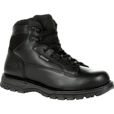 Rocky Mens Portland 6" Black Side Zip Waterproof Public Service Boots