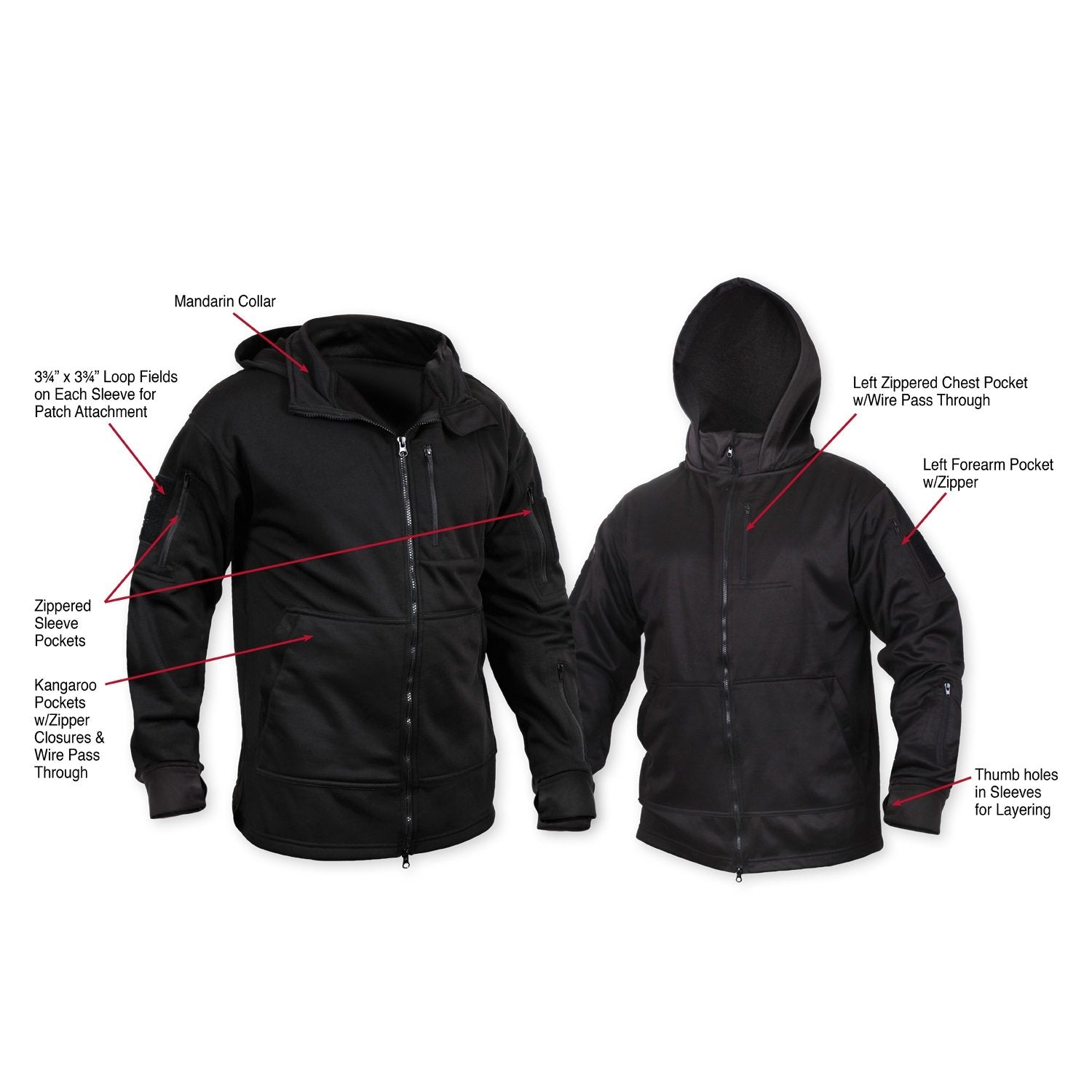 Rothco Mens Tactical Zip Up Hoodie - Size 2XL