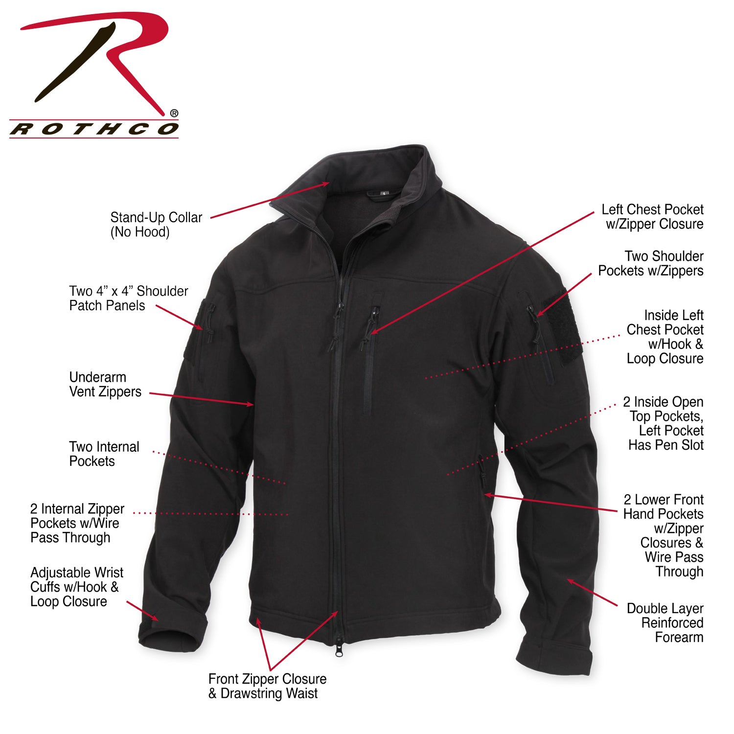 Rothco Mens Stealth Ops Soft Shell Tactical Jacket - Size S - XL