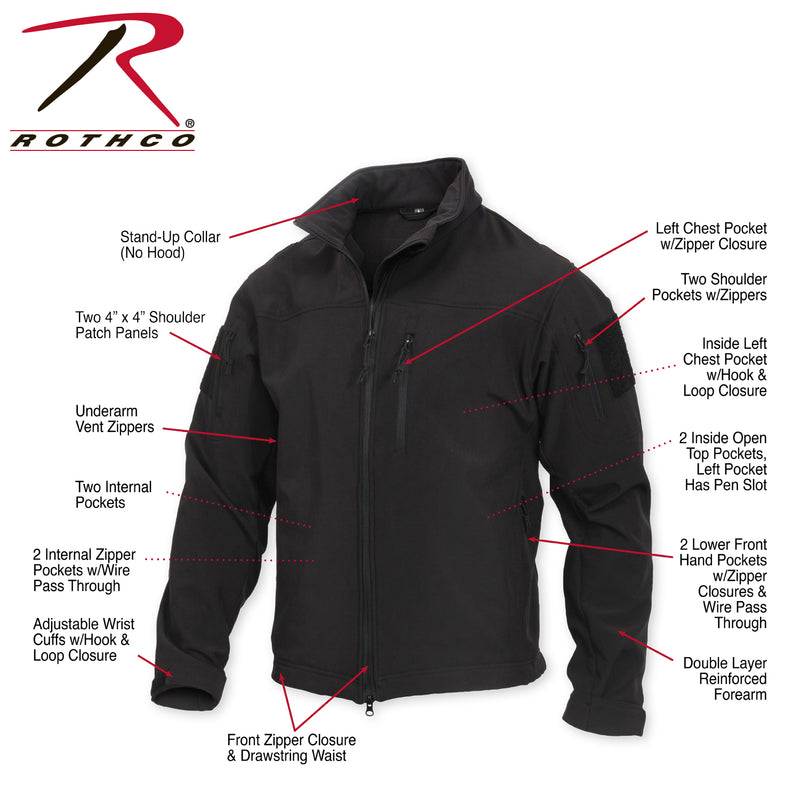 Rothco Mens Stealth Ops Soft Shell Tactical Jacket - Size 2XL