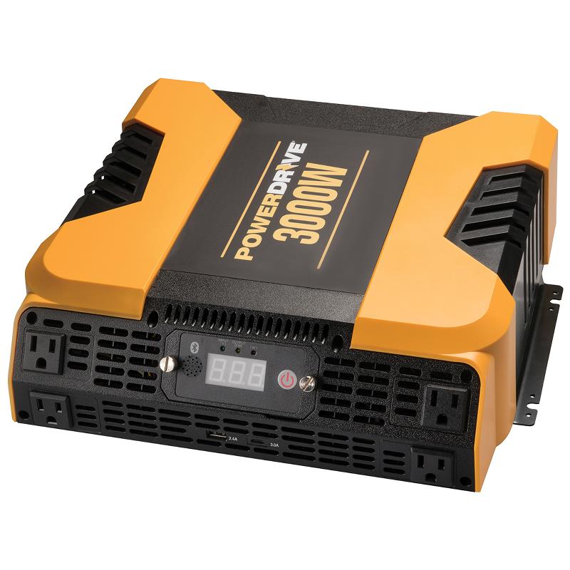 PowerDrive 3000 Watt Bluetooth Power Inverter with 4 AC outlets and dual ports, USB 2.4A and USB-C 3.0A