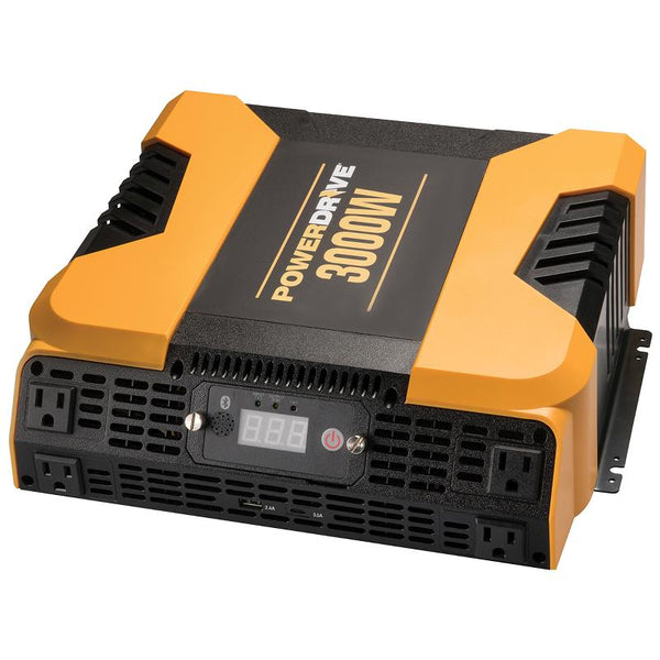 PowerDrive 3000 Watt Bluetooth Power Inverter with 4 AC outlets and dual ports, USB 2.4A and USB-C 3.0A