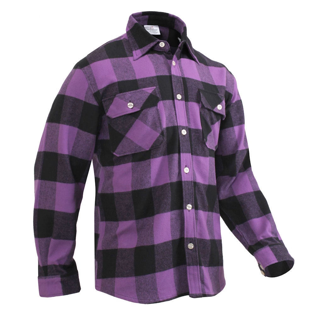 Rothco Mens Extra Heavyweight Buffalo Plaid Flannel Shirt - Purple Plaid - Size 2XL