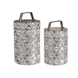 Evergreen Outdoor Safe Nested Embossed Metal Storage Containers - Set of 2