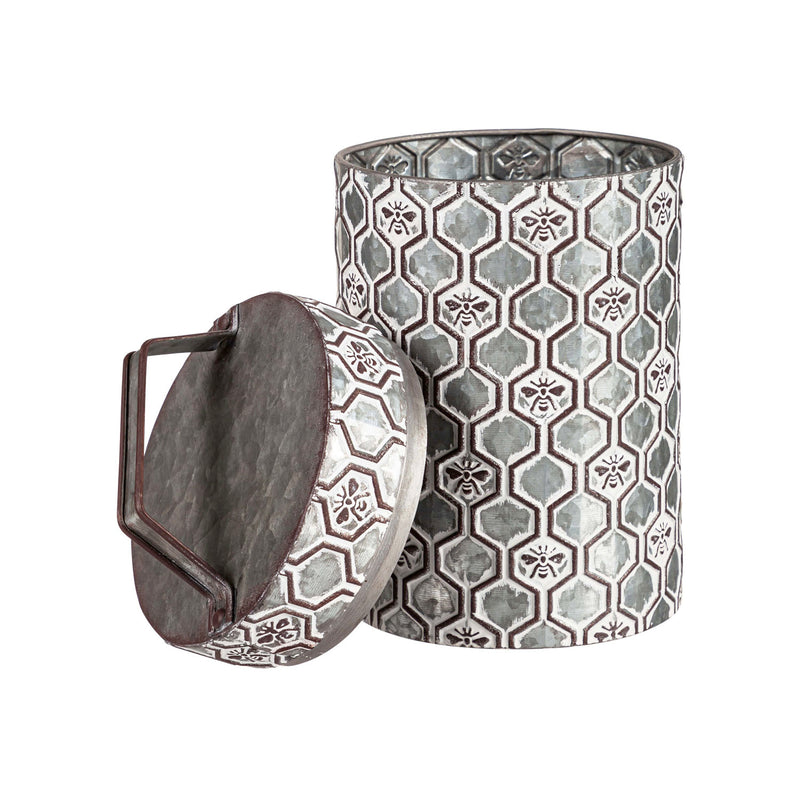 Evergreen Outdoor Safe Nested Embossed Metal Storage Containers - Set of 2