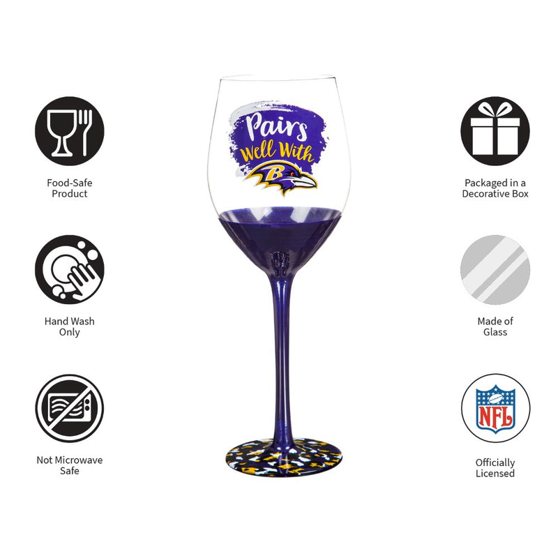 Team Sports America Baltimore Ravens Wine Glass