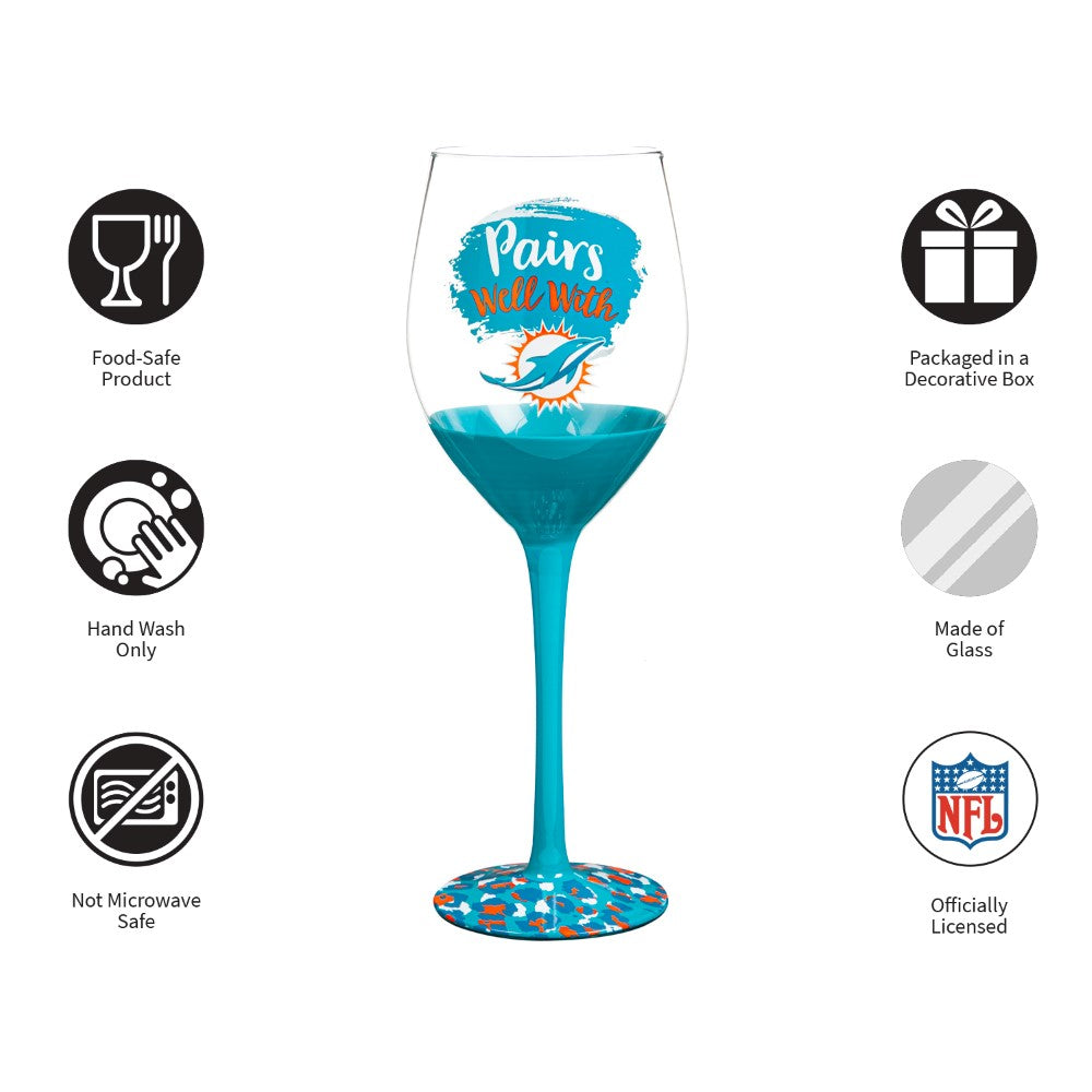 Team Sports America Miami Dolphins Wine Glass