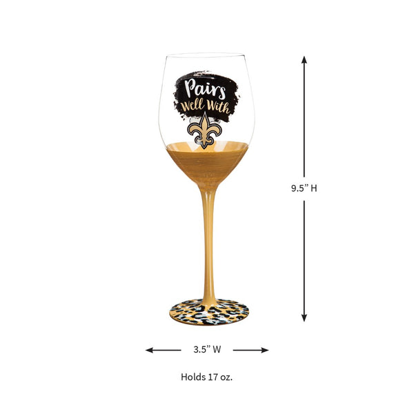 Team Sports America New Orleans Saints Wine Glass