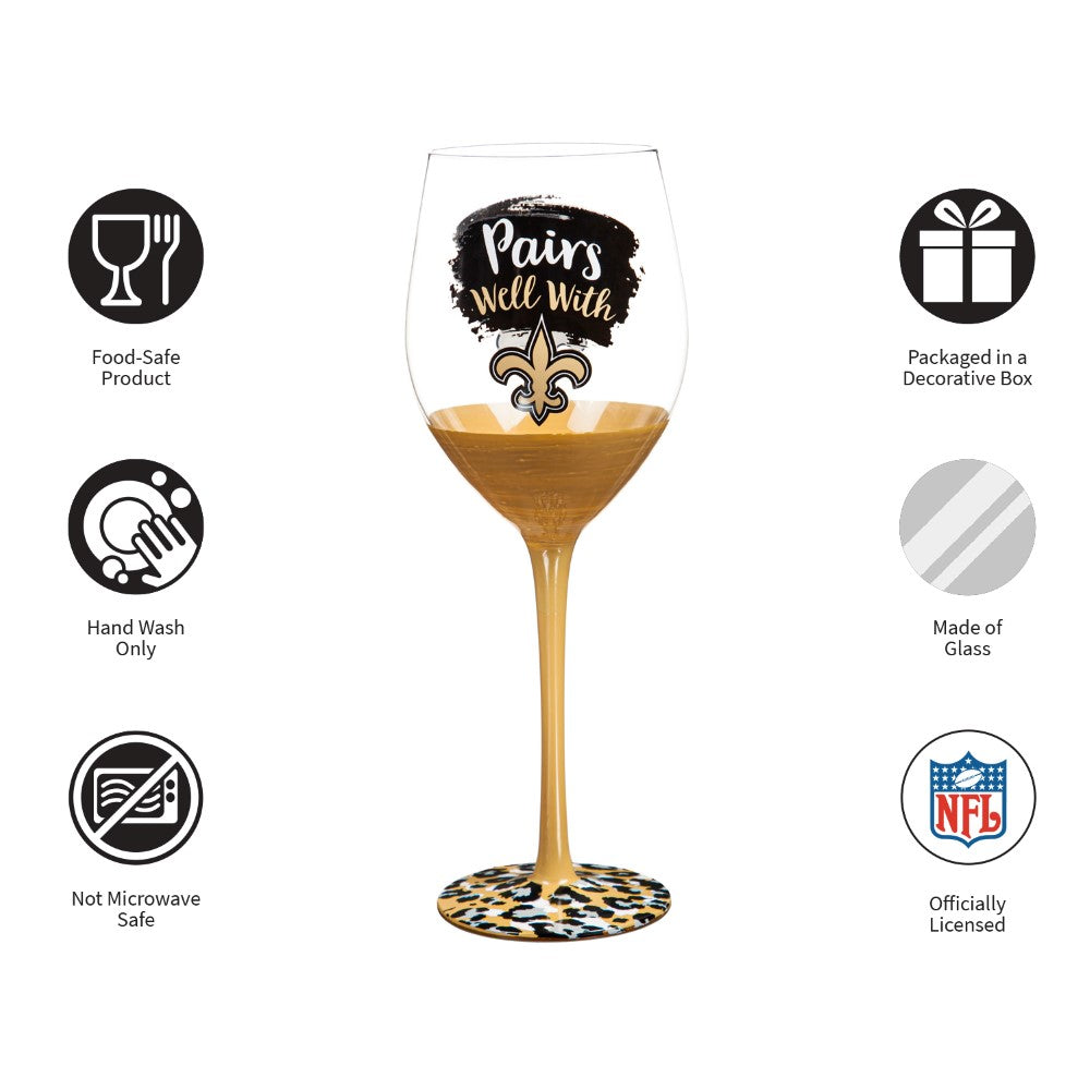 Team Sports America New Orleans Saints Wine Glass