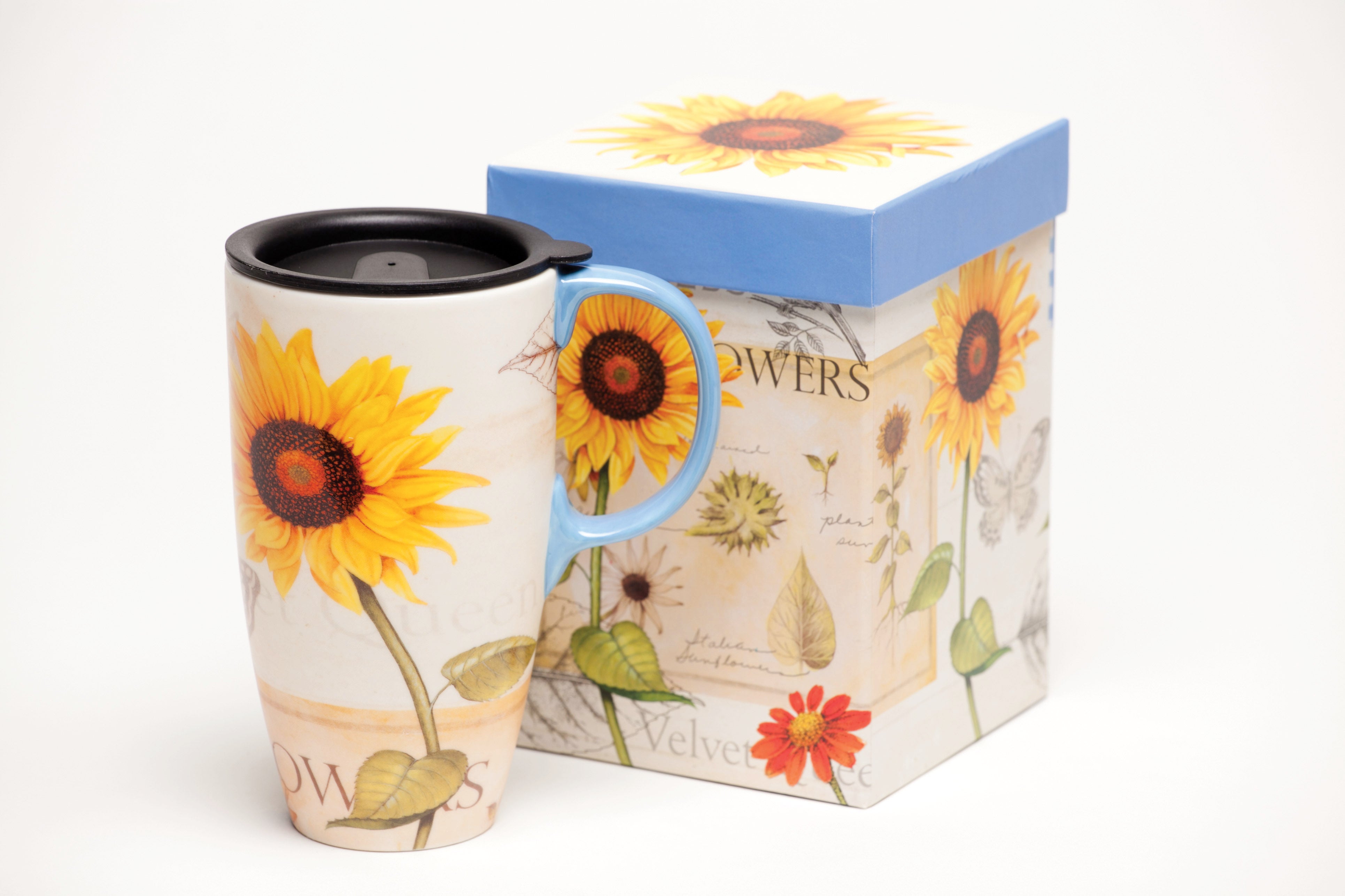 Evergreen Yellow & Red Sunflowers Latte Travel Cup