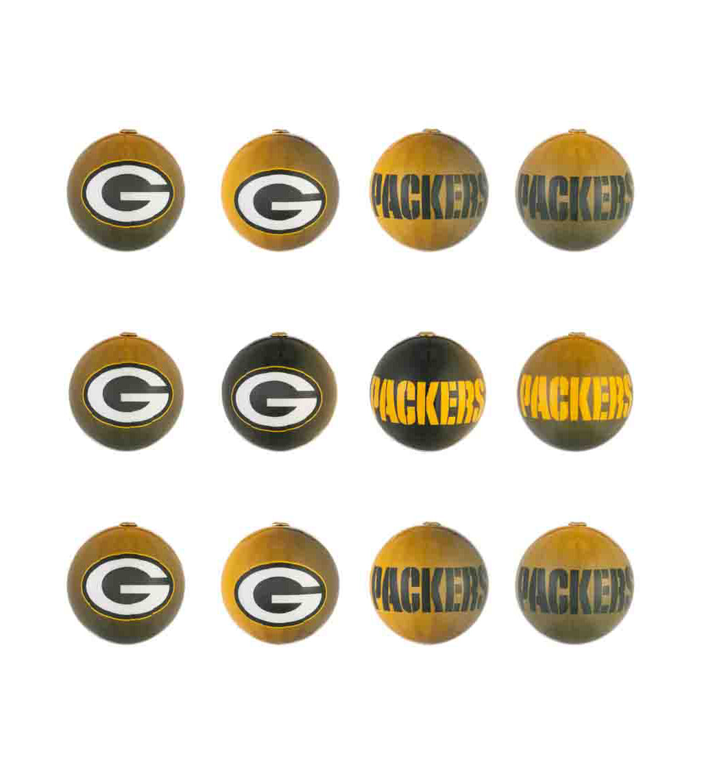 Team Sports America Green Bay Packers Holiday Ball Ornaments - Set of 12