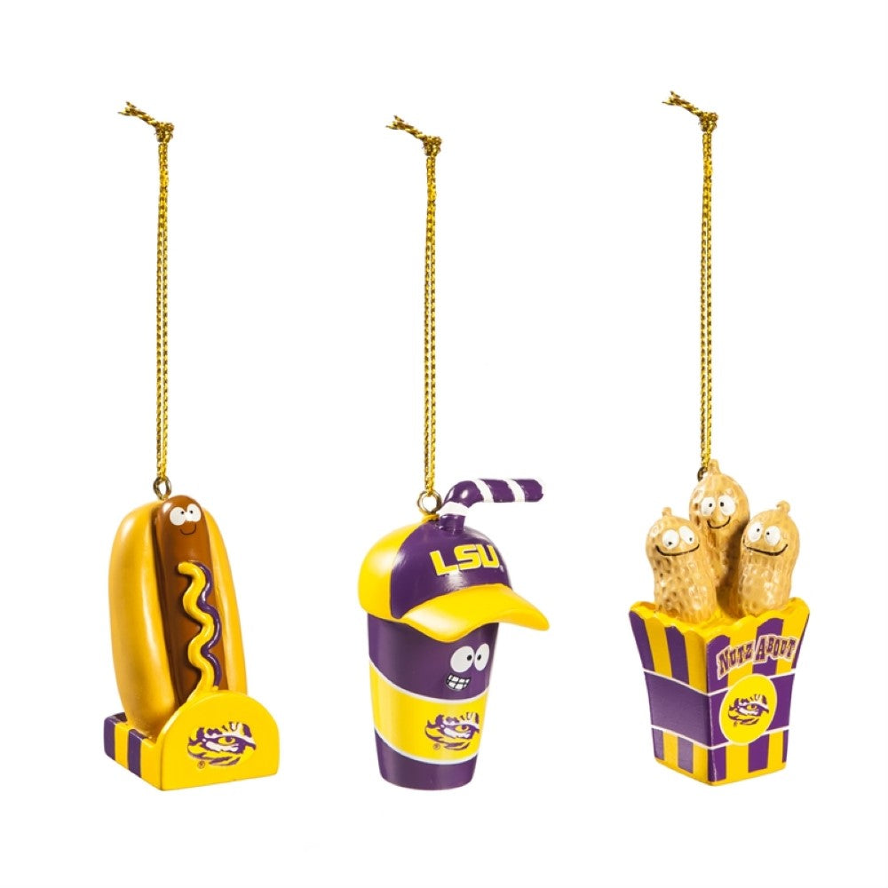 Team Sports America Louisiana State University Snack Pack Ornaments - Set of 3