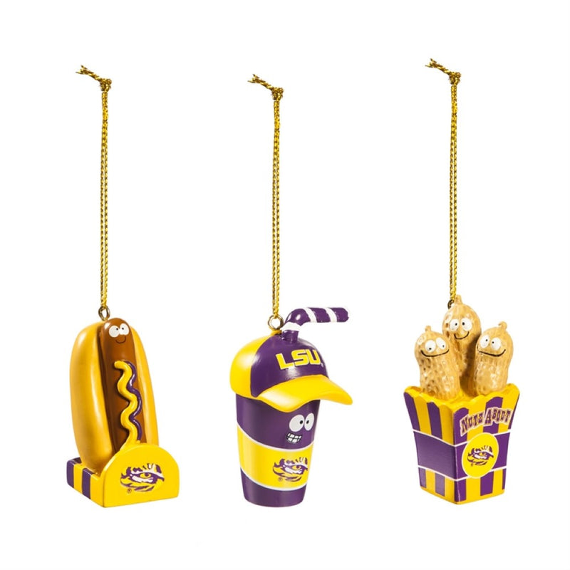 Team Sports America Louisiana State University Snack Pack Ornaments - Set of 3