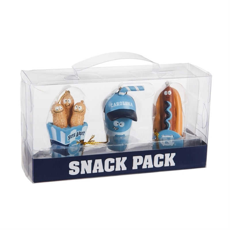 Team Sports America University of North Carolina Snack Pack Ornaments - Set of 3