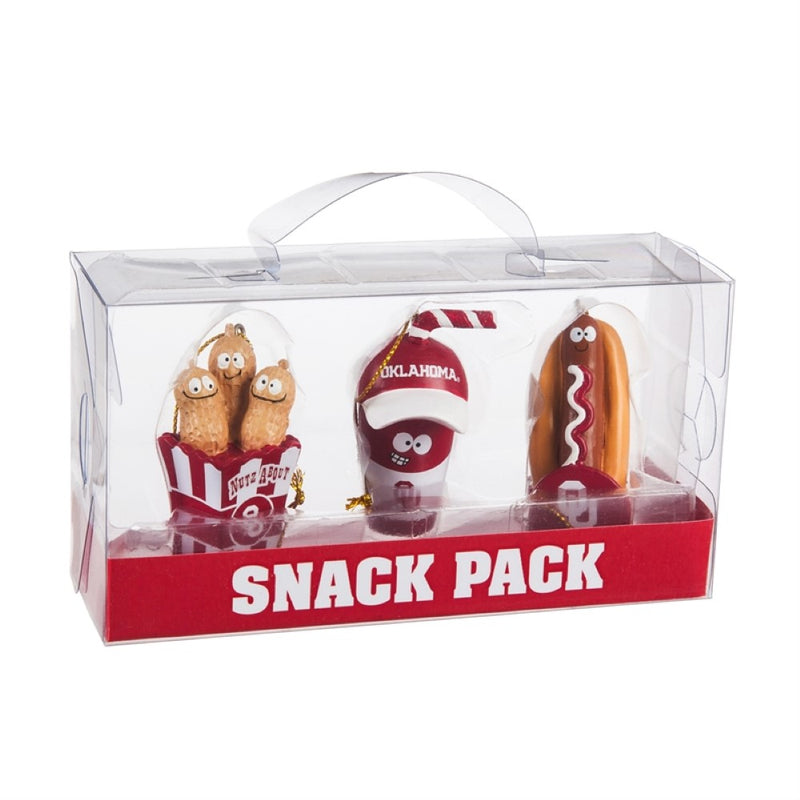 Team Sports America University of Oklahoma Snack Pack Ornaments - Set of 3