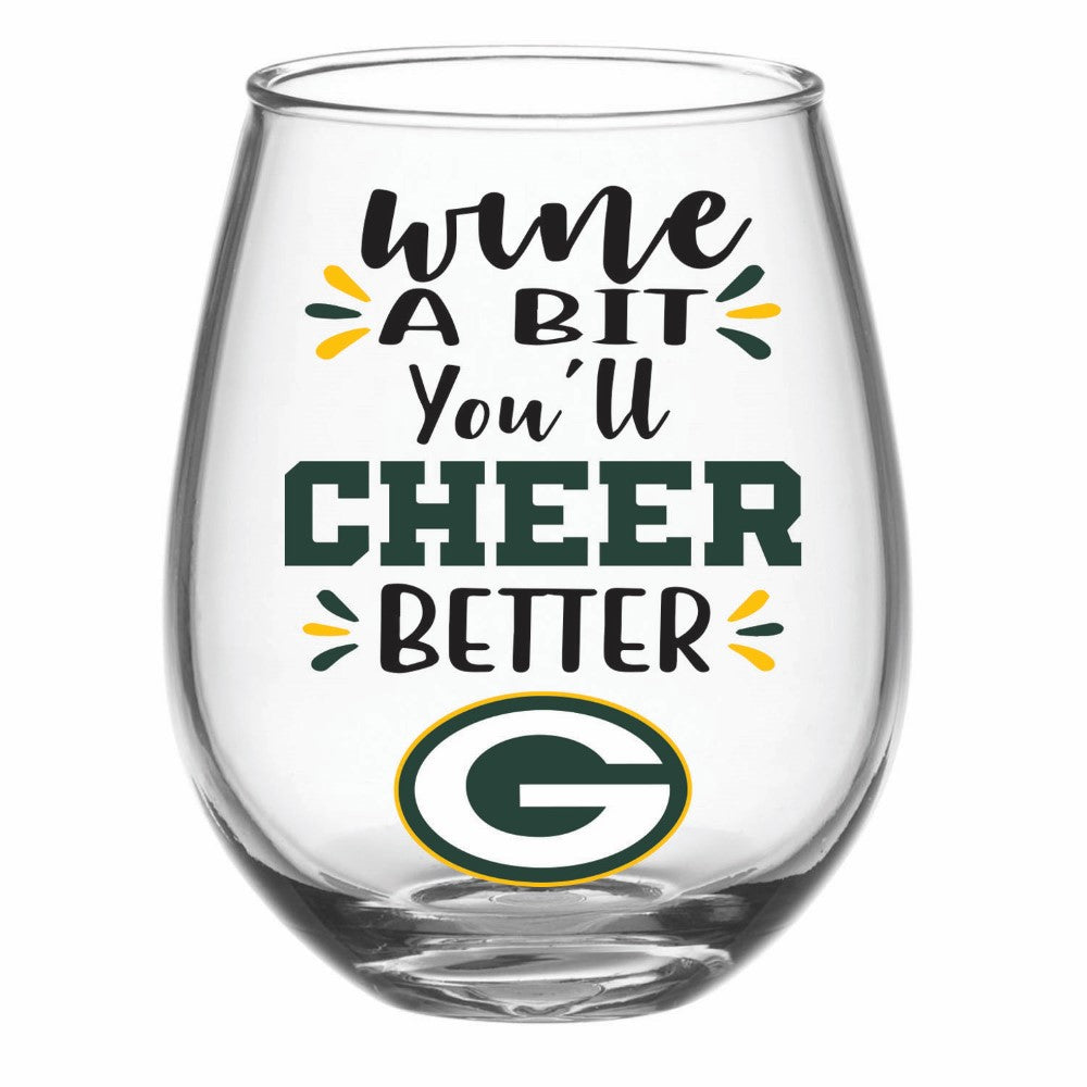Team Sports America Green Bay Packers Stemless Wine Glass